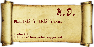 Mallár Dárius névjegykártya